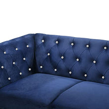 Load image into Gallery viewer, New Classic Furniture Glam Emma Velvet Two Seater Chesterfield Style Loveseat for Small Spaces with Crystal Button Tufts, Royal Blue