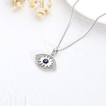 Load image into Gallery viewer, YAFEINI Evil Eye Necklace Sterling Silver Blue Eye Lucky Amulet Pendant White Gold Plated Cubic Zirconia Evil Eye Jewelry Gift for Women