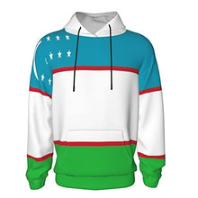 Load image into Gallery viewer, Uzbekistan Flag Print Hoodies Kids 3D Print Sweatshirts Long Sleeve Pullover Hoodies with Pocket for Teen Boys and Girls Black