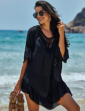 Load image into Gallery viewer, Ekouaer Swimsuit Cover Up Women Swimwear Bathing Suit Dress Sexy Bikini Beach Crochet Beachwear Tunic Top Summer