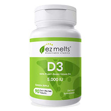 Load image into Gallery viewer, EZ Melts D3 as Cholecalciferol, 5,000 IU, Sublingual Vitamins, Vegetarian, Zero Sugar, Natural Apple Flavor, 90 Fast Dissolve Tablets