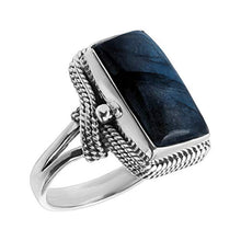 Load image into Gallery viewer, Silpada 'Night Owl' Natural Labradorite Rope Ring in Sterling Silver, Size 11