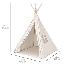 Load image into Gallery viewer, Best Choice Products 6ft Kids Cotton Canvas Play Tent Playhouse w/ Carrying Bag - White