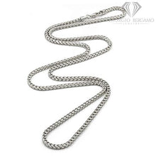 Load image into Gallery viewer, 14K White Gold 2.5mm Solid Franco Chain, FREE Microfiber Cloth, Square Box Link Necklace, Giorgio Bergamo (24)