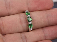 Load image into Gallery viewer, 4x5mm Oval Cut Natural Green Tsavorite Solid 14k White Gold Diamond Wedding Band Stacking Engagement Ring Women Men Anniversary Gift Promise Bridal Set