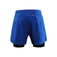 Load image into Gallery viewer, Lixada Men's 2-in-1 Running Shorts Quick Drying Breathable Active Training Exercise Jogging Cycling Shorts Blue