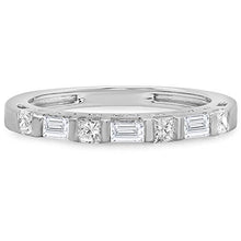 Load image into Gallery viewer, Dazzlingrock Collection 0.60 Carat (ctw) 14K Princess & Baguette Diamond Ladies Wedding Stackable Band, White Gold, Size 6.5