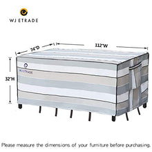 Load image into Gallery viewer, WJ eTrade Patio Furniture Covers, Waterproof UV Resistant for Medium Rectangular Outdoor Table Chairs Dining Set, 112x74x32inch, Striped
