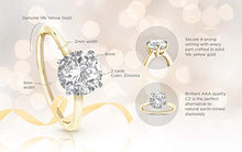 Load image into Gallery viewer, 14K Solid Yellow Gold 2.0 Carat Solitaire CZ Engagement Ring, Size 9