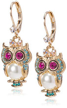 Load image into Gallery viewer, Betsey Johnson Owl Drop Earrings