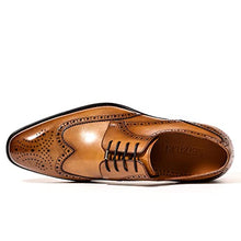 Load image into Gallery viewer, Men’s Dress Shoes Oxford Derby Formal Shoes Retro Fetal Cowhide Genuine Leather Men's Wedding Shoe Brown