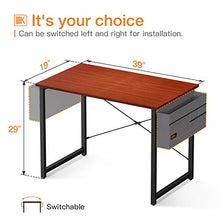 Load image into Gallery viewer, ODK Computer Writing Desk 39 inch, Sturdy Home Office Table, Work Desk with A Storage Bag and Headphone Hook, Teak