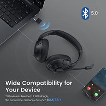 Load image into Gallery viewer, EKSA Bluetooth Headsets with Microphone & USB Dongle, 30 Hours Talk Time & 33ft Range, AI Environmental Noise Cancelling Mic, Over-Ear Wireless Headphone for PC/Laptop/Computer/Home/Work/Office/Zoom