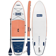 Load image into Gallery viewer, ISLE Pioneer Inflatable Stand Up Paddleboard & iSUP Bundle Accessories & Backpack — Wide Stance, Durable, Lightweight — 285 lbs Capacity (Coral Pink, 10'6" x 34" x 6")