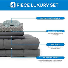 Load image into Gallery viewer, BUZIO Weighted Blanket 4 Piece Set with 2 Removable Duvet Covers & 1 Weighted Sleep Mask, Heavy Blanket for Hot & Cold Sleepers - Kids or Adults (60 x 80 inches - 15 lbs, Grey)