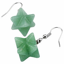 Load image into Gallery viewer, TUMBEELLUWA Merkaba Dangle Earrings for Women, Semi Precious Stone Healing Crystal Chakra Drop Earrings, Green Aventurine