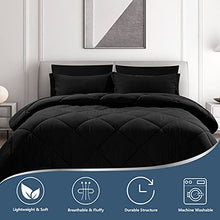 Load image into Gallery viewer, CozyLux Twin Bed in a Bag Comforter Sets with Comforter and Sheets 5 Pieces for Girls and Boys Black All Season Bedding Sets with Comforter, Pillow Sham, Flat Sheet, Fitted Sheet and Pillowcase