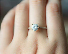 Load image into Gallery viewer, Lamrowfay 1Ct Halo Solitaire Cubic Zirconia Promise Engagement Ring in 14K Rose Gold or White Gold or Yellow Gold, 1.70cttw (Yellow-Gold, 7)