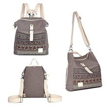 Load image into Gallery viewer, Womens Backpack Purse Canvas Purse 3-Way Crossbody Bag Boho Shoulder Tote Bags Girls (Grey - bohemian)