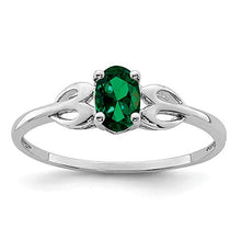 Load image into Gallery viewer, 925 Sterling Silver Created Green Emerald Band Ring Size 8.00 Birthstone May Gemstone Fine Jewelry For Women Gifts For Her