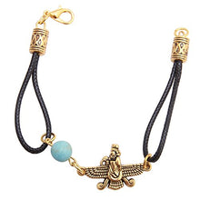 Load image into Gallery viewer, Asoodehdelan Gold Pt Iranian Persian Turquoise Farvahar Faravahar Bracelet Iran Persia Gift Farohar Art (Antique Gold)