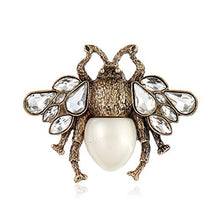 Load image into Gallery viewer, AILUOR Fashion Enamel Bumblebee Bee Brooches, Vintage Alloy Pearl Crystal Rhinestone Natural Insect Bee Animal Lapel Pins Jewelry for Women Girl (White)