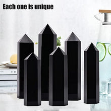 Load image into Gallery viewer, MOGEMT Large Black Obsidian Crystal Tower Natural Healing Crystal Point Wand Obelisk 6 Faceted Reiki Chakra Meditation Therapy Home Decor Gift 1.5-2 LBS