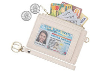 Load image into Gallery viewer, Wikavanli Women Slim Rfid Blocking Credit Card Case Holder Wristlet Zip ID Case Wallet Small Compact Leather Wallet Coin Purse with Keychain (Beige)