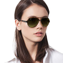 Load image into Gallery viewer, Ray-Ban RB4125 Cats 5000 Aviator Sunglasses, Light Havana/Green Gradient Brown, 59 mm