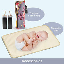 Load image into Gallery viewer, Kaome Diaper Bag Backpack, Upgraded Large Capacity Multifunction Nappy Bags, Waterproof Baby Bag Floral Insulated Durable Travel Maternity Back Pack for Baby Girls with Diaper Pad Bottle Bag (Floral)