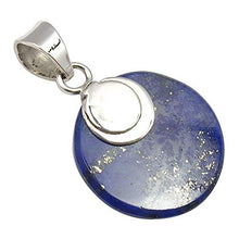 Load image into Gallery viewer, SilverStarJewel 925 Sterling Silver Natural Lapis Lazuli Flat Pendant 1.4" Christmas Day Sales