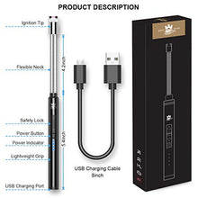 Load image into Gallery viewer, WestRiver Candle Lighter, USB Rechargeable Electric Arc Lighter with Safety Lock & Power Indicator, Portable Flameless Windproof Plasma Lighters with Long Flexible Neck & Aluminum Case (Elegant Black)
