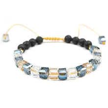 Load image into Gallery viewer, Crystal glass beads bracelet with 6mm lava essential oil diffuser rock, adjustable, for women, gemstone crystal stone bead woman bracelets, women's beaded, anxiety relief sparkly clear healing jewelry