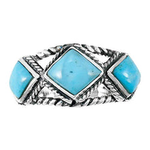 Load image into Gallery viewer, Turquoise Ring Sterling Silver 925 Genuine Gemstones Size 6 to 11 (Turquoise) (10)