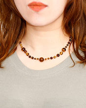 Load image into Gallery viewer, Jewever Tiger Eye Beaded Strand Necklaces for Women Men Necklace Reiki Healing Crystals and Gemstone Beaded Necklace Natural Stone Unisex Jewelry Gifts (Yellow)