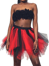 Load image into Gallery viewer, Nicute Tutu Skirt Dance Tulle Skirts Elastic Tutu Costume Halloween Ballet Skirt for Women and Girls (Black and Red)