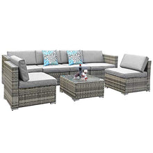 Load image into Gallery viewer, YITAHOME 7 Piece Outdoor Patio Furniture Sets, Garden Conversation Wicker Sofa Set, and Patio Sectional Furniture Sofa Set with Coffee Table and Cushion for Lawn, Backyard, and Poolside