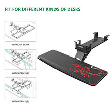 Load image into Gallery viewer, EUREKA ERGONOMIC Fully Adjustable Keyboard Drawers & Platforms Tray, Rotatable Gaming Computer Desk Mount Drawer Underdesk Shelf Workspace Organizers, Black