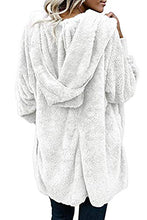 Load image into Gallery viewer, Women Hooded Cardigan Fuzzy Jacket Winter Open Front Fleece Coat Outwear with Pockets Purpletiedye S
