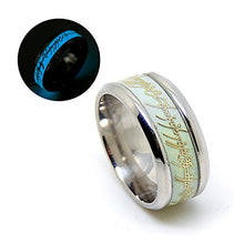 Load image into Gallery viewer, Glow in The Dark Band 8mm Wide Stainless Steel Rings for Men or Women Couples Matching Black Wedding Bridal Ring Ginger Lyne Fashion Jewelry