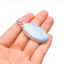 Load image into Gallery viewer, Natural Blue Lace Agate Handmade 925 Sterling Silver Pendant 2" D2869
