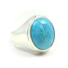 Load image into Gallery viewer, Jewelryonclick 4.5 Carat Natural Turquoise Gemstone 925 Sterling Silver Genuine Bold Rings for Men & Boys Astrology Decemebr Birthstone In Size 13