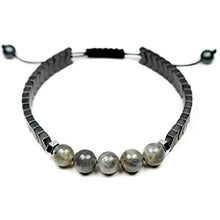 Load image into Gallery viewer, Radiant Labradorite and Hematite Bracelet - Handcrafted Gemstone Beaded Jewelry for Men & Women