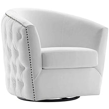 Load image into Gallery viewer, Modway Rogue Performance Velvet Barrel Back Accent Lounge Swivel Chair in White