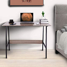 Load image into Gallery viewer, Viewee Laptop Study Table 39" Computer Writing Desk, Home Office Desk with Wood Block Support, Trapezoidal Structure Modern Student Desk, Brown (Gift: Table Edge Protectors)