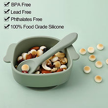 Load image into Gallery viewer, Suction Bowl, Socub Silicone Learning Bowl for Kids and Toddlers, Unbreakable Non-Slip Baby Bowl with Spoon, BPA Free, Dishwasher and Microwave Safe, Sage