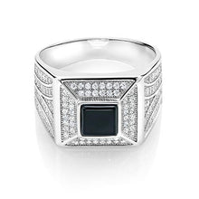 Load image into Gallery viewer, Gem Stone King Men's 925 Sterling Silver White and Black Ring (1.37 Carat) (Size 10)