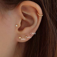 Load image into Gallery viewer, Luxval 18K Stud Earrings for Women, Gold Ball Stud Earrings Butterfly Backings, Gold Plated Hypoallergenic Jewelry for Girls 3,4,5MM