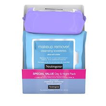 Load image into Gallery viewer, Neutrogena Day & Night Wipes with Makeup Remover Face Cleansing Towelettes & Night Calming Facial Cloths, Alcohol-Free Wipes to Remove Dirt, Oil & Waterproof Mascara, 3 Packs of 25 ct, 75 ct