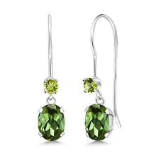 Load image into Gallery viewer, Gem Stone King 0.94 Ct Oval Green Tourmaline Green Peridot 14K White Gold Dangle Earrings